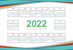 Abstract 2022 new year calendar template design vector