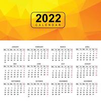 Diseño de plantilla de calendario de año nuevo abstracto 2022 vector