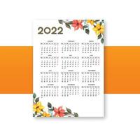 calendario2022 plantilla de folleto para diseño floral vector