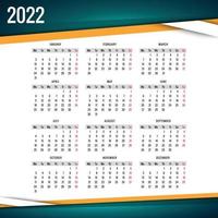 Diseño de plantilla de calendario de año nuevo abstracto 2022 vector