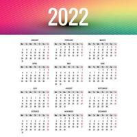 Abstract 2022 new year calendar template design vector