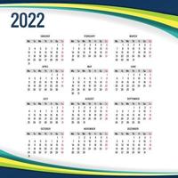 Abstract 2022 new year calendar template design vector