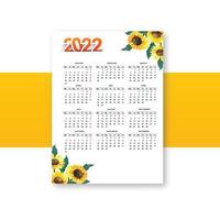 calendario2022 plantilla de folleto para diseño floral vector