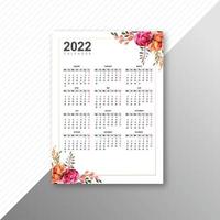 Abstract 2022 new year calendar template design vector