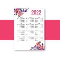 Abstract 2022 new year calendar template design vector