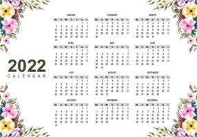 Abstract 2022 new year calendar template design vector