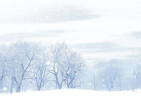 Hand painted snowy winter landscape vector