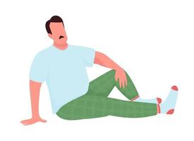 Man relaxing at home semi flat color vector character