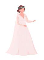 Elegant bride in dress semi flat color vector character