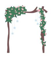 Decorative gate with flowers semi flat color vector object