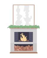 Modern fireplace semi flat color vector item