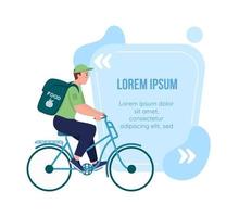 Eco delivery on bike quote box with flat character vector