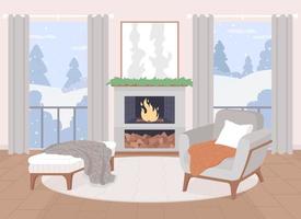 Scandinavian living room flat color vector illustrations