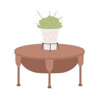 Coffee table with houseplant semi flat color vector item