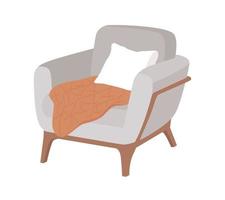 Comfortable armchair with pillow semi flat color vector item