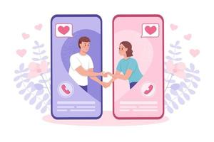 Maintaining online relationship flat concept vector illustration
