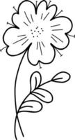 Beautiful flower. Vector illustration in hand drawn doodle style