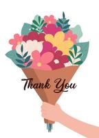 Thank you day card with bouquet vector