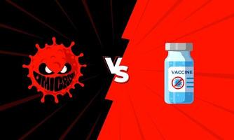 nueva variante de coronavirus de la cepa omicron de covid-19 versus vacunación. confrontación de vial médico con vacuna vs brote mutado infección mortal corona virus que afecta el sistema respiratorio eps vector