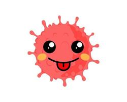 Coronavirus emoji kawaii face. Funny cute corona virus character icon vector