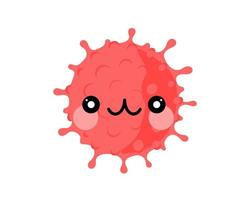 Coronavirus emoji kawaii face. Funny cute corona virus character icon