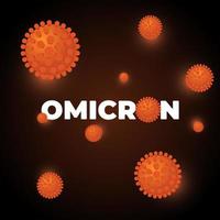 New coronavirus strain omicron. Mutated corona virus variant of COVID. Respiratory infection disease epidemic medical vector eps banner on dark background