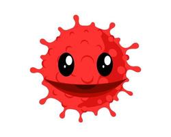 Coronavirus emoji kawaii face. Funny cute corona virus character icon vector