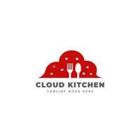 Cloud kitchen logo, modern digital online ghost kitchen logo with cloud icon symbol vector