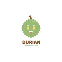 plantilla de icono de mascota de logotipo de cara de durian lindo vector