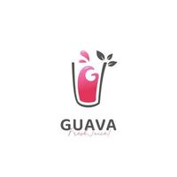 Plantilla de icono de logotipo de bebida de jugo de fruta fresca de guayaba vector