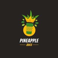 Logotipo de jugo de batido de ananas de piña único fresco en icono de estilo étnico cultural vector