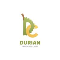 icono del logotipo de Durian en forma de letra d y c del monograma vector