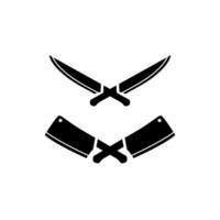 Crossed knife and butcher knife logo icon symbol template vector