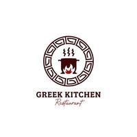 Greek kitchen restaurant logo icon vector