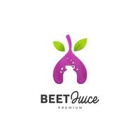 Purple beet juice logo, pressed beetroot smoothies healthy juice bottle logo icon vector