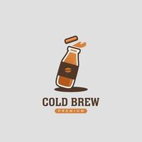 Cold Brew pressed coffee inside bottle logo icon template vector