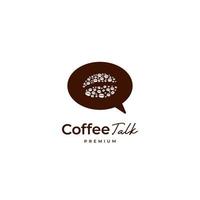 Coffee bean talk logo with bubble speak talk icon logo template vector