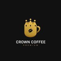 Crown coffee premium coffee cafe logo with mug in king crown shape icon illustration logo vector