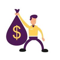 illustration of getting a lot of money and a lot of profit on a white background vector