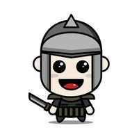 cute soldier vector on white background