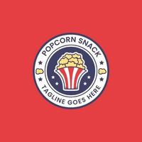 popcorn snack logo icon round badge sticker vector