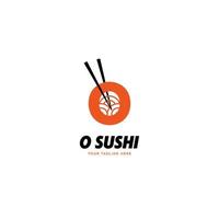 Letra o sushi con palillos icono del logotipo del restaurante japonés vector