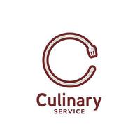 Letter C fork catering culinary logo icon template for restaurant business vector