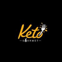 Keto Gourmet catering and restaurant manual hand lettering logo with fork icon vector