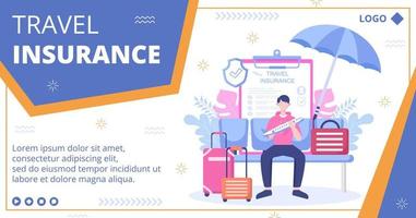 Travel Insurance Post Template Flat Design Illustration Editable of Square Background Suitable for Social media, Greeting Card and Web Internet Ads vector