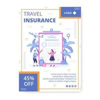 Travel Insurance Poster Template Flat Design Illustration Editable of Square Background Suitable for Social media, Greeting Card and Web Internet Ads vector