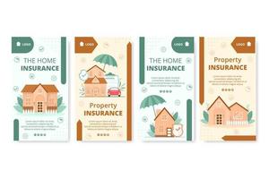 Property Insurance Stories Template Flat Design Illustration Editable of Square Background Suitable for Social media, Greeting Card and Web Internet Ads vector