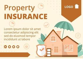 Property Insurance Brochure Template Flat Design Illustration Editable of Square Background Suitable for Social media, Greeting Card and Web Internet Ads vector