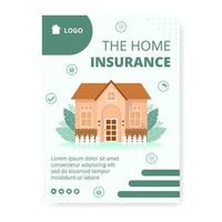 Property Insurance Poster Template Flat Design Illustration Editable of Square Background Suitable for Social media, Greeting Card and Web Internet Ads vector