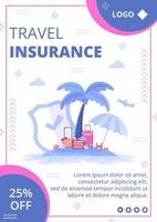 Travel Insurance Flyer Template Flat Design Illustration Editable of Square Background Suitable for Social media, Greeting Card and Web Internet Ads vector